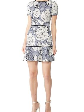 Slate & Willow Navy and White Floral Fit-and-Flare Mini Dress